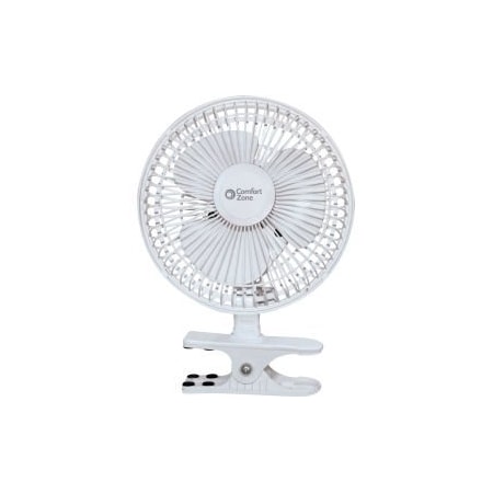 Comfort Zone Comfort Zone CZ6C 6 Inch ClipOn Desk Fan, White CZ6C